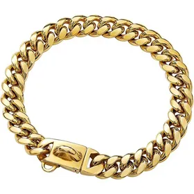 Comparer les prix de Collier pour chien en or avec boucle sécurisée et pierres en oxyde de zirconium cubiques glacés chaîne à maillons cubains en acier