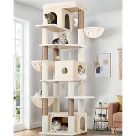 Meilleurs prix pour Arbre à chat XXL - JOZSI - Hauteur 204 cm - 3 niches - 2 grandes plateformes - 3 paniers doux - Antidérapant