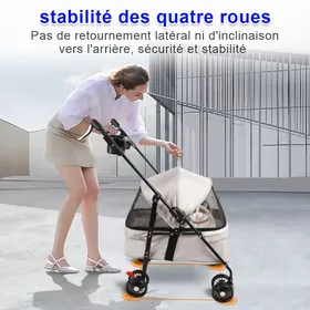 Comparer les prix de SUPFINE Poussette pliable pour animal de compagnie, Fenêtre en Filet, Poussette pour Petits Chiens et Chats, Jusqu'à 20 kg, Beige