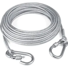 Meilleurs prix pour Câble de laisse pour chien - 5 mm x 3 m - acier inoxydable - argenté - chaîne pour chien - avec boucle double en acier inoxydable -