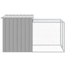 Meilleurs prix pour Poulailler avec enclos - WIENS - Gris clair - Acier galvanisé - 110x201x110 cm - Maillage 508x254 mm - Toit protecteur