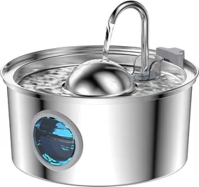 Comparer les prix de Fontaine a Eau Chat INOX - 3,2L Fontaine à Eau pour Chat - Fenêtre Transparente - Forme du Robinet - Multi-Filtration - Disponib9