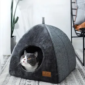 Comparer les prix de Maison pour Chat Intérieur Niche pour Chat d’intérieur avec Coussin Amovible Lavable Rembourré Pliable Abri Chaud pour Chats(M) Gris
