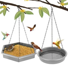 Meilleurs prix pour Mangeoires Oiseaux Extérieure à Suspendre Mangeoire à Oiseaux XL 2 en 1 et Bains doiseaux pour lextérieur(Gris foncé)