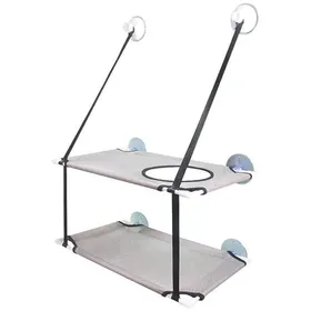 Meilleurs prix pour Siège Fenêtre Chat Hamac Double Perchoir Sécurité 6 Ventouses Grand/Petit Chat Gain Place