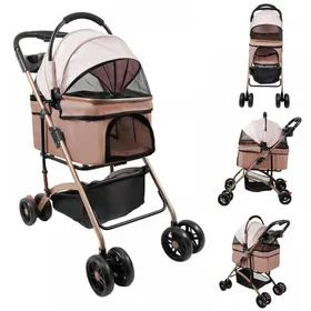 Comparer les prix de JEOBEST Poussette pour Animaux Chariot Chien Pliable Jusquà 20 kg Fenêtre en Maille Porte-Gobelet 48×70×96cm Rose Foncé