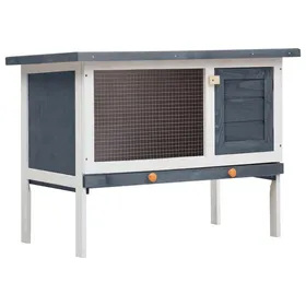 Comparer les prix de Clapier dextérieur 1 Niveau Gris et Blanc Bois 90x45x65 cm Cage à Lapins Multiples Utilisations Maison Lapin Enclos