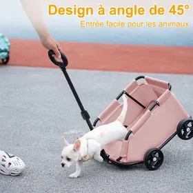Meilleurs prix pour Poussette pour animaux HUOLE chariot pour chats et chiens portable et pliable stabilité à quatre roues rose.