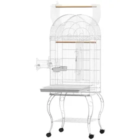 Comparer les prix de LIA Cage oiseaux roulettes étagère inox blanc 51x51x153cm