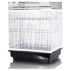 Comparer les prix de 1 Housse en filet pour cage à oiseaux élastique ajustable 150-220cm nylon lavable protection graines et plumes intérieur Label