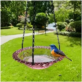 Comparer les prix de Bain et mangeoire à oiseaux suspendus – Bol décoratif dextérieur pour patio jardin cadeau pour amoureux des oiseaux (violet)r