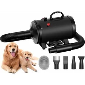 Meilleurs prix pour Pulseur pour Chien Blower - Très Silencieux - 45 CV 3200 W - Moteur réglable - Souffleur de Soins pour Chien avec 4 Buses Noir