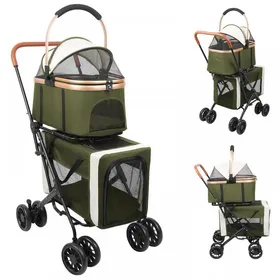 Meilleurs prix pour MIPAN.Poussette Pour Chat XXL Double - 97x 58x 46 cm - Poussette Pour Chien De 15 Kg - Poussette Pour Petit Animaux - Vert