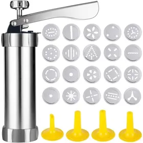 Meilleurs prix pour Presse biscuits Kyrieval presse ptisserie en acier inoxydable avec 20 accessoires et 4 buses pour la plus belle Label