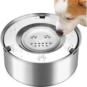 Comparer les prix de Gamelle pour chien 3L - Gamelle anti-déversement en acier inoxydable pour grands chiens - Dégustation lente sans gouttes -