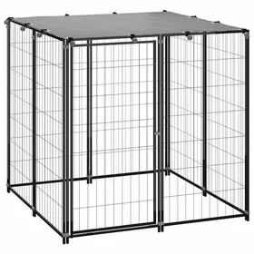 Meilleurs prix pour Chenil - Maison Exclusive - Noir et gris argenté - Acier enduit de poudre - 110x110x110 cm