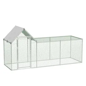 Meilleurs prix pour Grand Poulailler Métallique en Acier Galvanisé Toit Imperméable Anti-UV Parc Grillagé Portable pour Poules Lapins 3x1x1m Argenté
