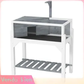 Comparer les prix de LIA Maison pour tortues terrarium tortue terrestre sur pieds 2 zones toit ouvrant zone interactive 845 x 475 x 90 cm gris