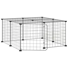 Comparer les prix de Cage animaux de compagnie à 12 panneaux et porte - vidaXL - Noir - acier thermolaqué - 70x70x35 cm 2629221628