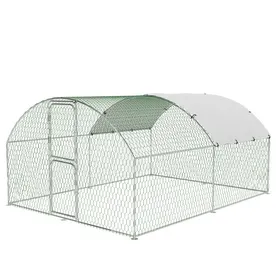 Meilleurs prix pour Grand Poulailler Métallique en Acier Galvanisé Toit Imperméable Anti-UV Parc Grillagé Portable Portes voûtées 3x4x2m Argenté