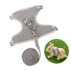 Meilleurs prix pour Harnais avec Laisse pour Lapin et Petits Animaux - Accessoire réglable et Respirant (Gris)