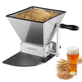 Comparer les prix de Moulin à Grains Manuel-VEVOR-Broyeur à Malt pour Brassage Amateur-2 Rouleaux en Inox-Trémie de 4 L-Plaque de Base en Métal