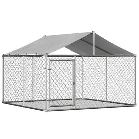 Comparer les prix de Chenil Extérieur pour Chien 230x230x117 cm - Enclos avec Toit Bâche Anti-UV Structure Acier Galvanisé et Porte