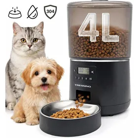 Comparer les prix de Distributeur Automatique de Croquettes pour Chat avec Minuterie – Capacité 4L 4 Repas Programmables Gamelle Inox