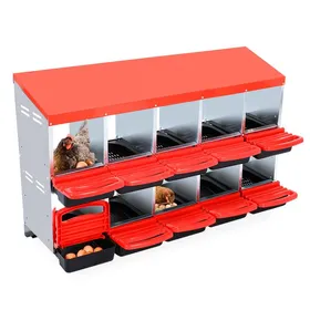 Meilleurs prix pour Pondoir Poules Pondeuses 10 Compartiments Poulailler en Métal Bac de Récupération Ponte Collecte des Œufs Rouge