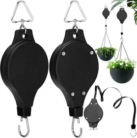 Meilleurs prix pour Poulies de suspension rétractables pour plantes et mangeoires 2 pcs – crochet inox corde nylon jusqu’à 8 kg
