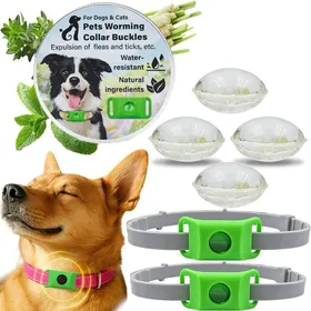 Meilleurs prix pour 2PCS Pets Collier Anti Puce et Tique Chien NaturelPendentif Répulsif aux Huiles Essentielles avec 2 Capsules Remplaçables Réglable
