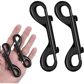 Meilleurs prix pour Lot de 4 mousquetons doubles noirs en acier inoxydable - Mousquetons pour laisses de chien ceintures et objets à suspendre