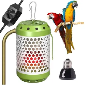 Comparer les prix de Chauffage pour cage à oiseaux - Lampe chauffante - Chauffage pour perroquet - Vert - Température réglable - Ampoule 100 W incluse -