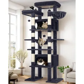 Meilleurs prix pour Arbre à chat géant - JOZSI - Hauteur 213 cm - 2 niches 50x30x30 cm - Plateformes rembourrées - Griffoirs en sisal
