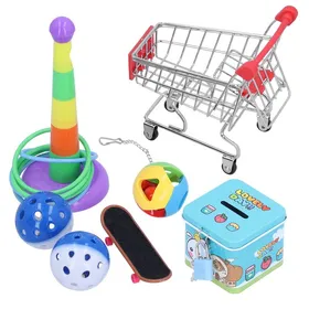 Comparer les prix de Ensemble de 7 jouets puzzle pour perroquets mini chariot anneaux dentraînement skateboard cloche balle kit pour oiseaux