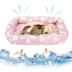 Comparer les prix de Tapis Rafraîchissant Lit pour Chat Chien Petit Non Toxique Résistant Rose 55x43cm