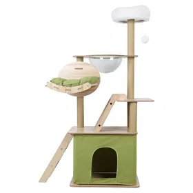 Comparer les prix de Arbre à chat - FLASIDU - Mobilier pour chat 145cm de hauteur avec griffoirs capsule spatiale plateforme de saut balle suspendue
