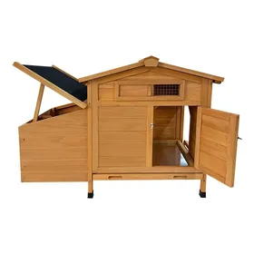 Meilleurs prix pour Poulailler en Bois sur Pieds - Abri Poule avec Pondoir Rampe Portes - 104x52x71cm - Naturel