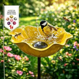 Meilleurs prix pour Piquets de jardin en métal avec bain doiseaux fait main station dabreuvement pour abeilles abreuvoir pour abeilles en métal avec