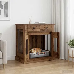 Comparer les prix de vidaXL Meuble de cage pour chien Bois ancien 80 x 475 x 80 cm 8014771