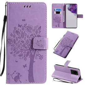 Comparer les prix de Housse S20 Ultra - Relief Arbre à Chat 3 Fentes Cartes & Protection Antichoc - Style Moderne-Violet