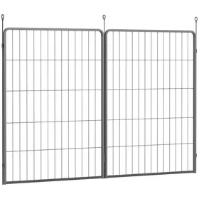 Comparer les prix de Enclos - Chenil Lot De 2 Panneaux De Clôture Extensibles Exterieurs 80x100cm Acier Noir Pour Chiens Petits Et Grands