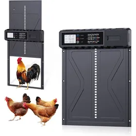 Comparer les prix de Porte automatique pour poulailler à piles avec écran LCD programmable et étanche minuterie et ouverture verticale (noire)