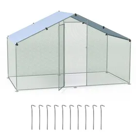 Meilleurs prix pour Poulailler 300x170x190 cm COSTWAY Enceinte pour Poules Toit en Tissu Oxford Filet en Maille Porte Verrouillable Piquets au Sol