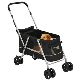 Meilleurs prix pour BEST SELLER Poussette pour chien pliante Noir 100x49x96 cm Tissu de lin - Poussettes pour animaux de compagnie - 9351980