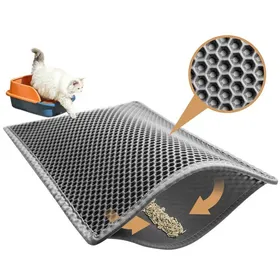 Comparer les prix de Tapis Litiere Chat 90x60 cm Imperméable Tapis de Litière pour Chat，Non Toxique EVA Tapis Chat Litiere Gris
