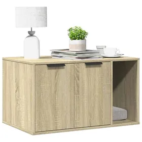 Comparer les prix de Meuble de bac à litière pour chat - vidaXL - Chêne sonoma - Bois dingénierie - 80x50x45 cm - Capacité 70 kg - 2 portes