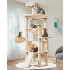Comparer les prix de Arbre à chat XXL - LA RURALE - 183 cm - Condos spacieux - 5 griffoirs - Plateformes extra-larges - Hamac en métal