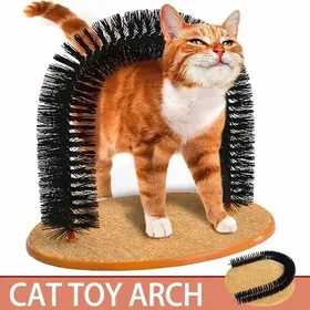 Comparer les prix de Arc toilettage chat – Brosse auto-massante + Griffoir intégré + jouet suspendu – Arc de massage et jeu pour chats