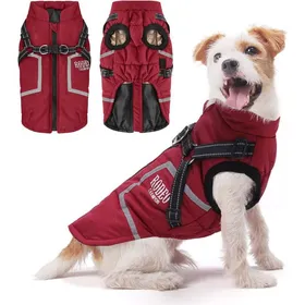 Comparer les prix de Manteau chien hiver imperméable - VETOBIOL - Rouge - Réfléchissant - Col roulé - Anneau en D - Trou pour harnais